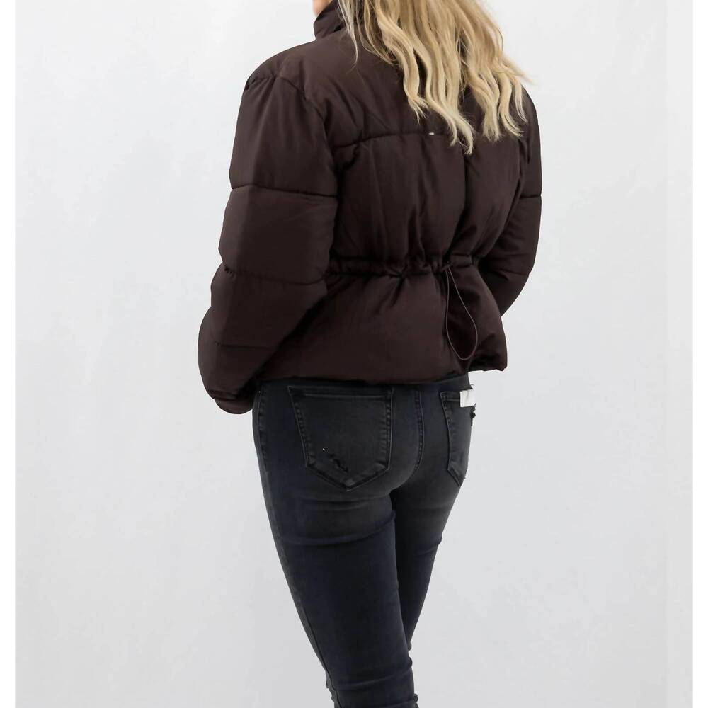 NEW HYFVE cropped puffer jacket in dark brown - Picture 3 of 3